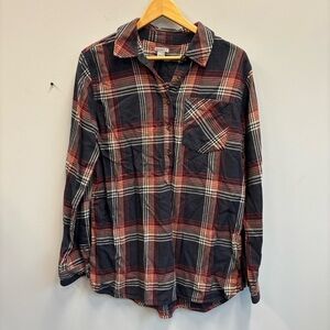 Carhartt Farwell Flannel Half Button Down Shirt Blue Red White Medium